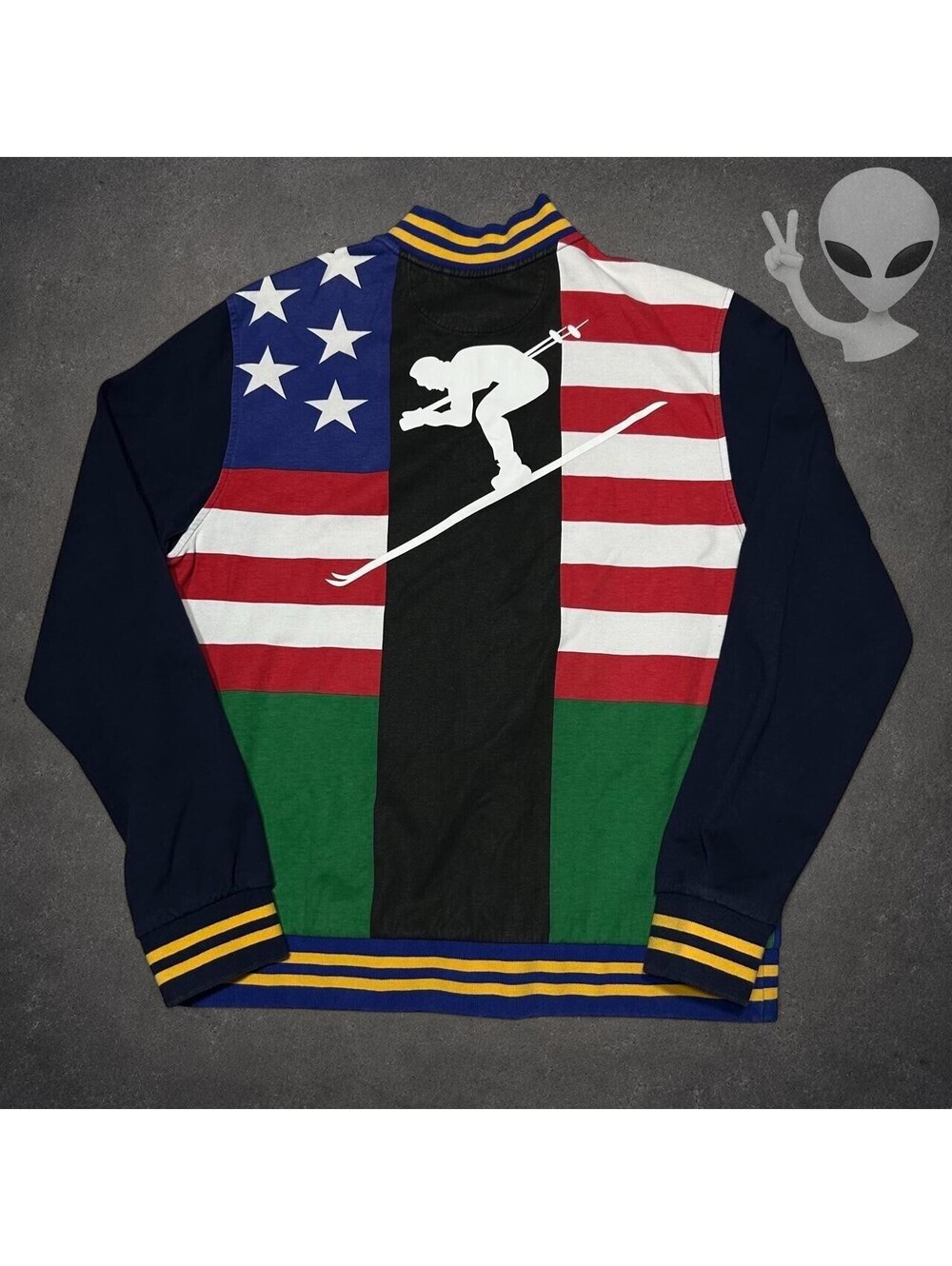 Polo Ralph Lauren Downhill Skier Track Jacket Mens US Small tagged Youth XL Flag